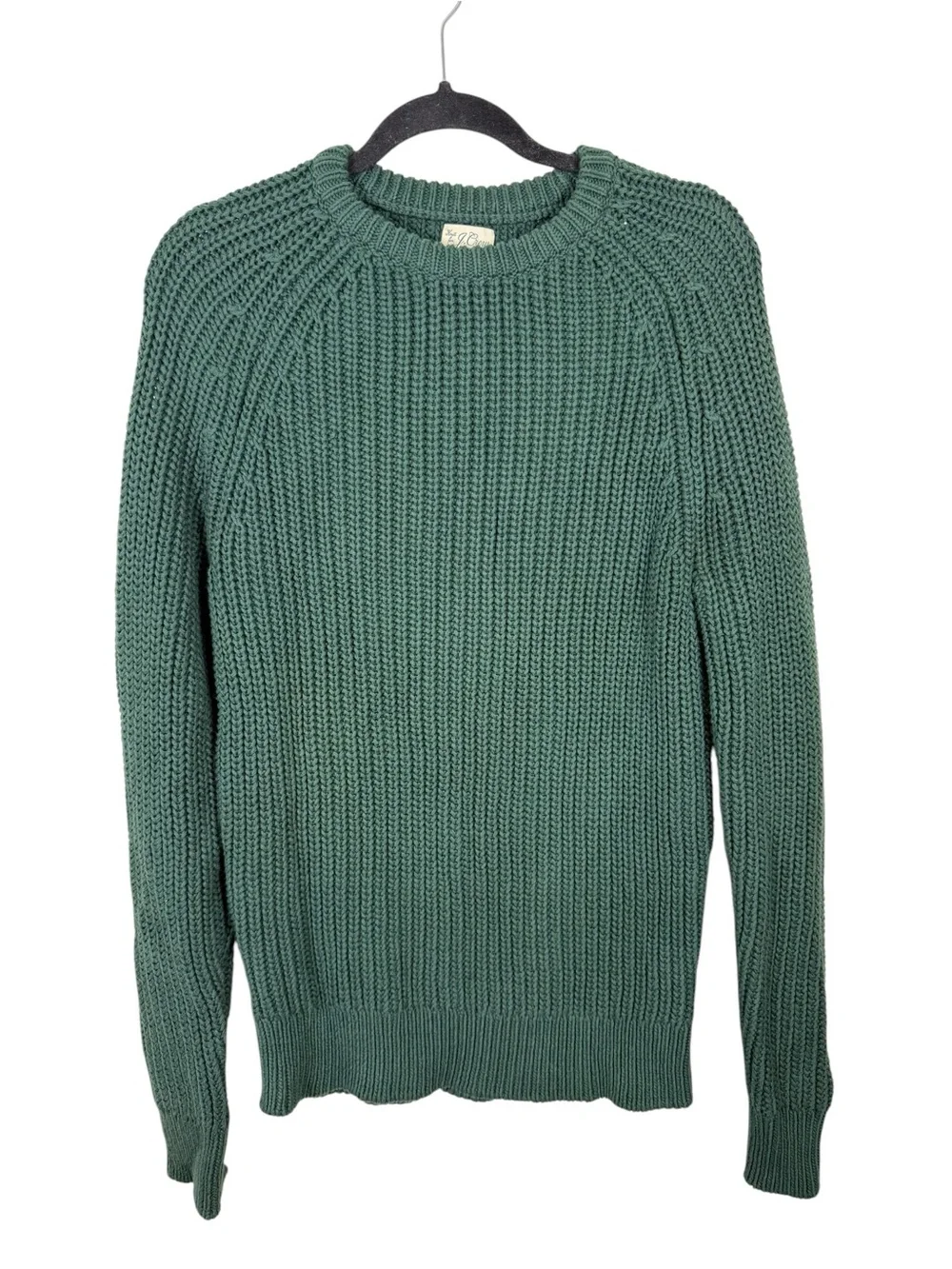 J. Crew Heritage Cotton Shaker-Stitch Crewneck Sweater Sz Small Dark Green